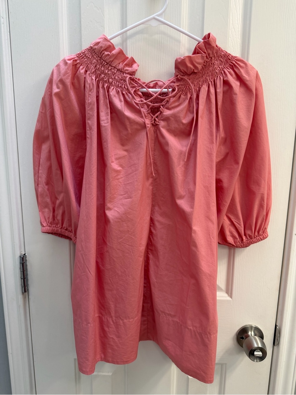 Pink Ruffled Smocked Neck Tunic - Picture 3 of 7